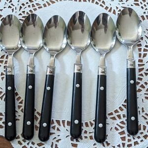 Black Handled Stainless Steel Spoons Set